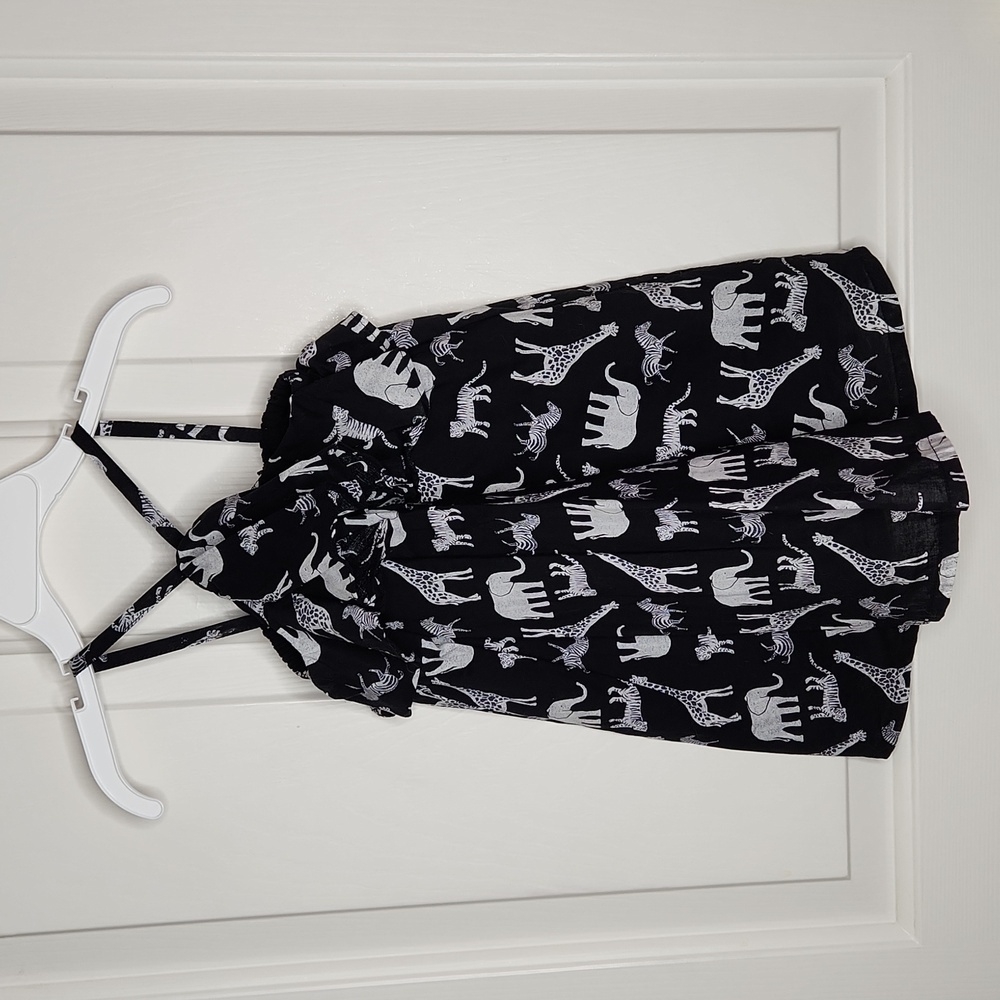 Old Navy Black White Safari Animal Print Dress Size 18-24 Months